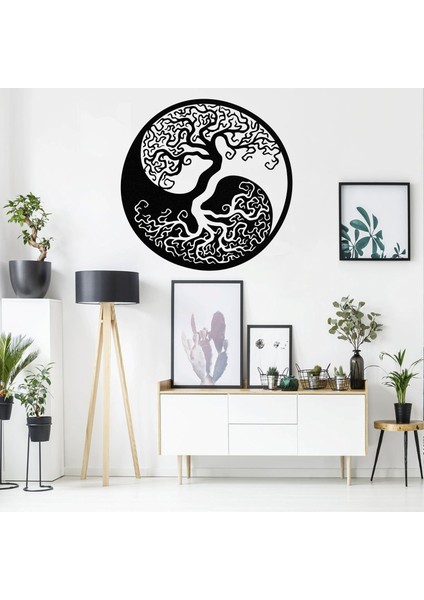 Family Tree Yin Yang Metal Duvar Dekor