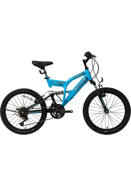 Jumper Çocuk Bisikleti 34 cm V Fren 20 Jant 18 Vites Açık Mavi Parlak Siyah