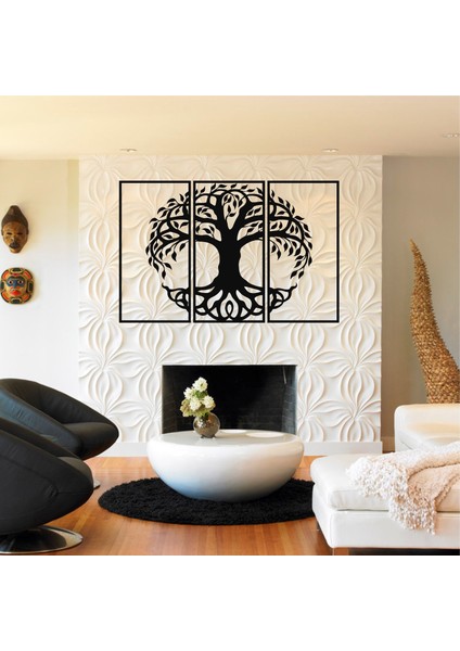 Family Tree 3 Parça Metal Duvar Dekor