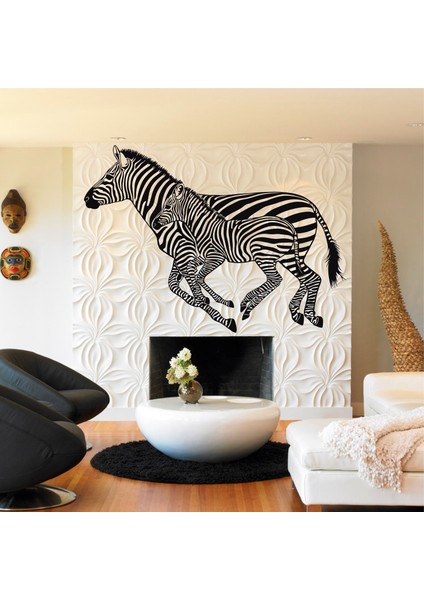 Zebra ve Yavru Metal Duvar Dekor
