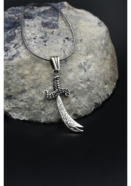 Hz. Ali Zülfikar Kılıcı Zirkon Taş Süslemeli 925 Ayar Gümüş Kolye Zincir 901804 fiyatları