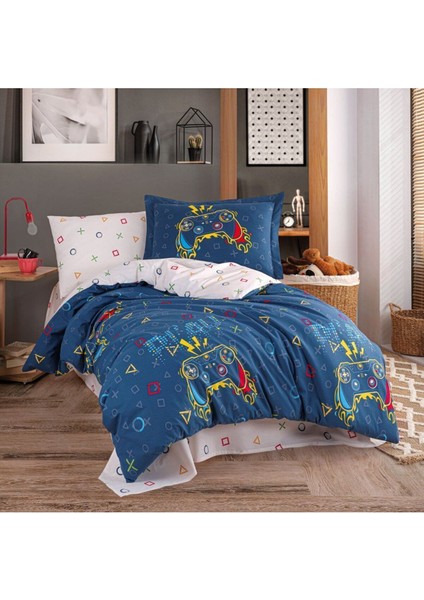 Gamer Lacivert - Poplin Studio Tek Kişilik Nevresim Takımı