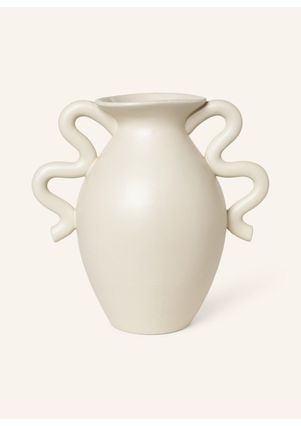 Mat Seramik Vazo – Dalgalı Saplı, El Yapımı Görünüm, 27 cm