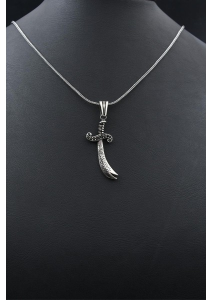 Hz. Ali Zülfikar Kılıcı Zirkon Taş Süslemeli 925 Ayar Gümüş Kolye Zincir 901804 fırsatları