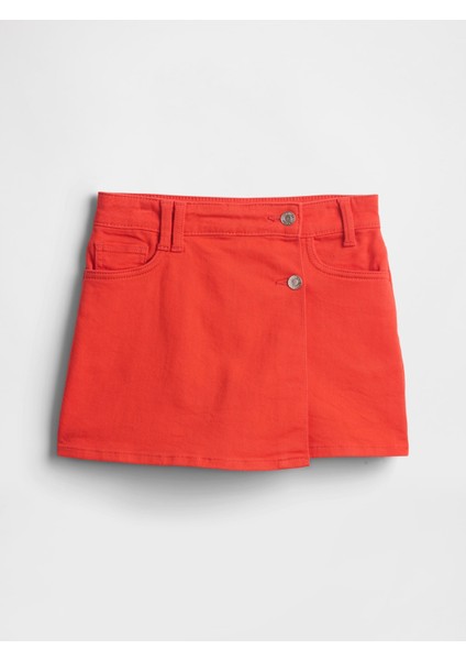 Kız Çocuk Kırmızı Jean Şort Etek