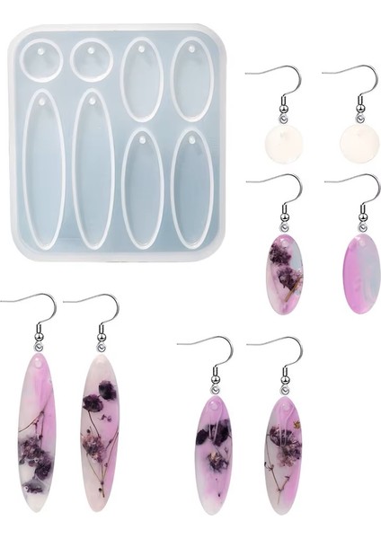 Silikon Epoksi 8’li Elips Oval Küpe Kalıbı