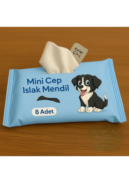Mini Cep Islak Mendil 8'li Paket | Aloe Veralı | Alkol Içermez | Yumuşak Dokulu |taşınabilir |mavi̇ modelleri