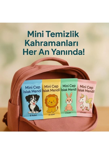 Mini Cep Islak Mendil 8'li Paket | Aloe Veralı | Alkol Içermez | Yumuşak Dokulu |taşınabilir |mavi̇ indirimleri