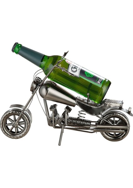 Gılde Şişe Tutucu Motosiklet Metal Gümüş Renkli L.15 cm W.36 cm H.25 cm