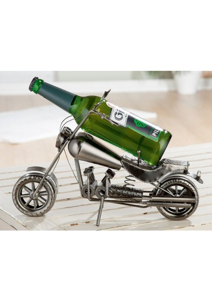 Gılde Şişe Tutucu Motosiklet Metal Gümüş Renkli L.15 cm W.36 cm H.25 cm
