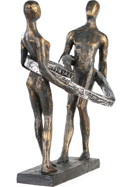 Gılde Heykel Kalp Çift Motifi Sentetik Reçine Gri Bronz Renkli L.13 cm W.26 cm H.31 cm modelleri