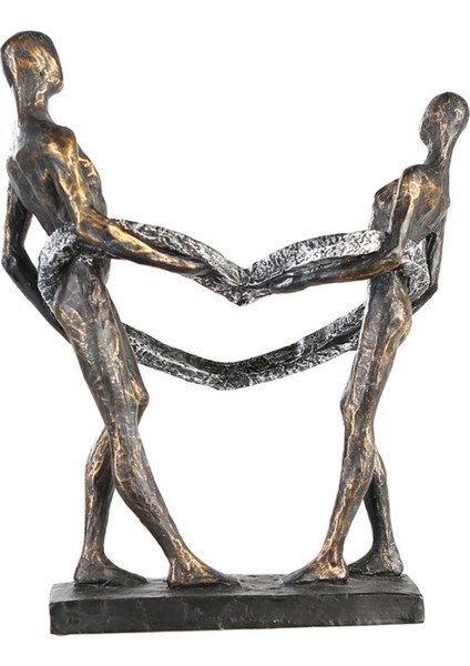 Gılde Heykel Kalp Çift Motifi Sentetik Reçine Gri Bronz Renkli L.13 cm W.26 cm H.31 cm indirimleri