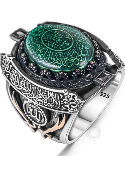 925 Ayar Gümüş Kelime-I Tevhid ve Nazar Dualı Erkek Yüzük fiyatları