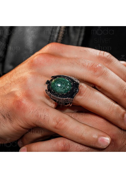 925 Ayar Gümüş Kelime-I Tevhid ve Nazar Dualı Erkek Yüzük modelleri