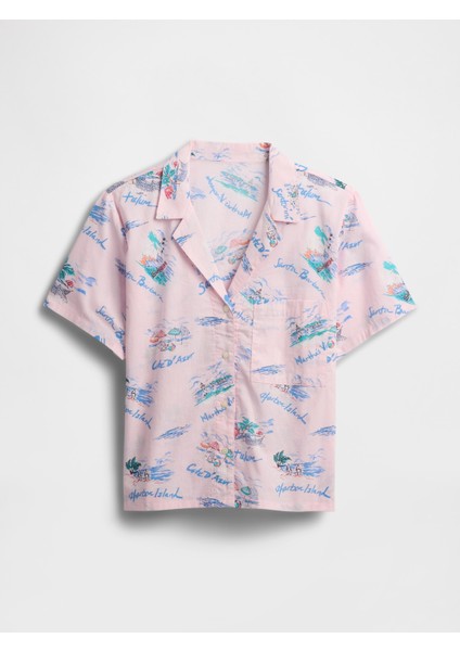 Kadın Pembe Gapbody Poplin Kısa Kollu Gömlek fiyatları