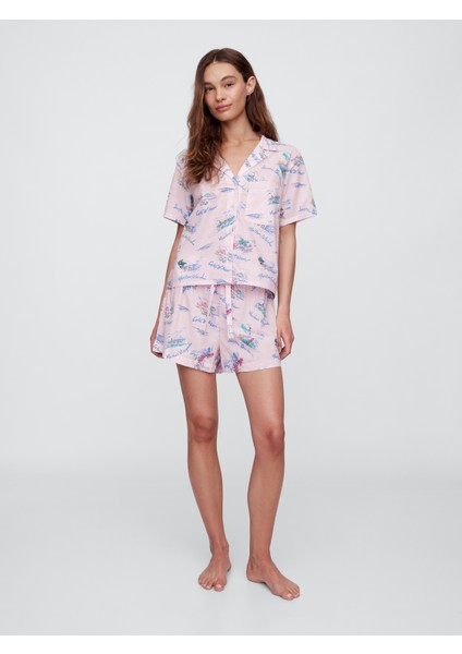 Kadın Pembe Gapbody Poplin Kısa Kollu Gömlek modelleri