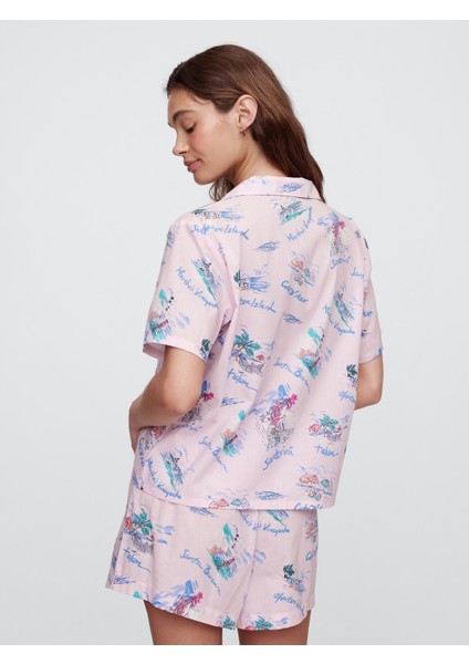 Kadın Pembe Gapbody Poplin Kısa Kollu Gömlek fırsatları