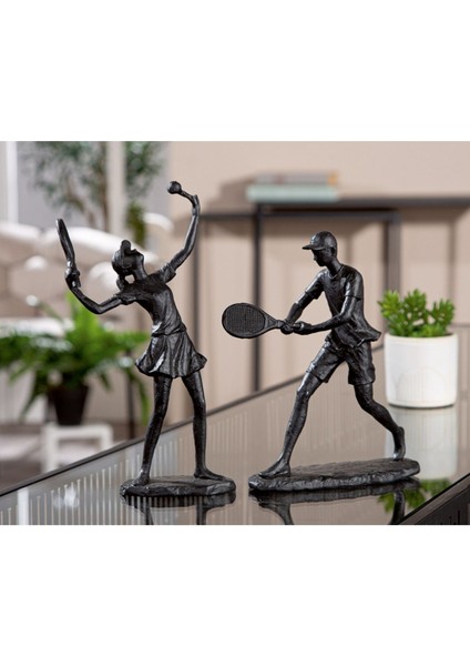 Gılde 2'li Dekoratif Golf Poli Siyah Büyük Boy L.7 cm W.10 cm H.21 cm - 2 Adet