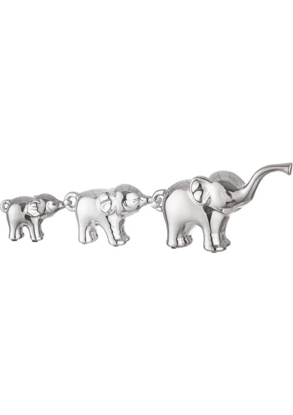 Gılde 3'lü Figür Fil Seramik Gümüş Renkli L.9 cm W.28 cm H.16 cm