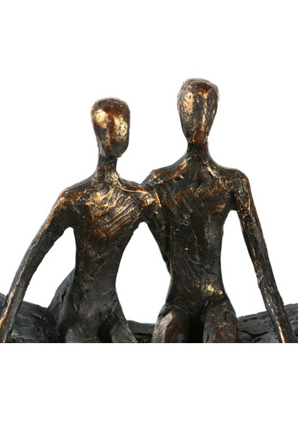 Gılde Heykel Çift Motifi Sentetik Reçine Gri Bronz Renkli L.8 cm W.21 cm H.23 cm