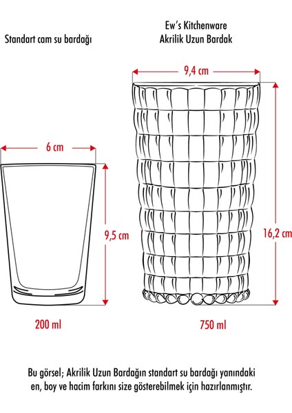 Allegra Füme Bardak - 750 ml Tekli Akrilik Malzeme - Cam Değildir Kırılmaya Dayanıklı