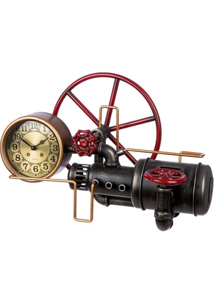 Gılde Para Kutusu Yer/masa Saati Metal Kırmızı Siyah Bakır Rengi Gümüş Rengi L.19 cm W.40 cm H.26 cm