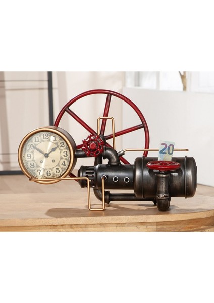 Gılde Para Kutusu Yer/masa Saati Metal Kırmızı Siyah Bakır Rengi Gümüş Rengi L.19 cm W.40 cm H.26 cm fiyatları