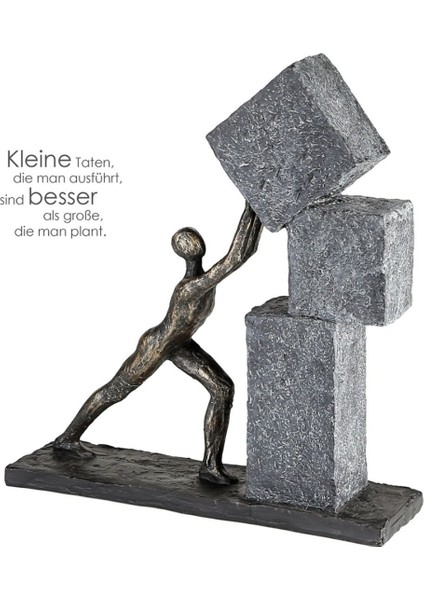 Gılde Heykel Insan Motifi Sentetik Reçine Gri Bronz Renkli L.7 cm W.28 cm H.31 cm
