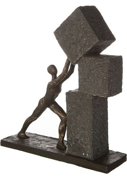 Gılde Heykel Insan Motifi Sentetik Reçine Gri Bronz Renkli L.7 cm W.28 cm H.31 cm