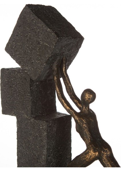 Gılde Heykel Insan Motifi Sentetik Reçine Gri Bronz Renkli L.7 cm W.28 cm H.31 cm