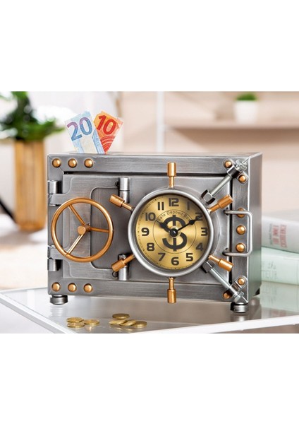 Gılde Kumbara Zemin/masa Saati Kasa Metal Gümüş Renkli L.17 cm G.24 cm Y.18 cm modelleri