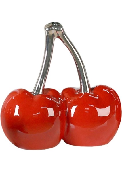 Gılde Kiraz Dekoratif Obje Seramik Kırmızı Büyük Boy W.22 cm H.21 cm