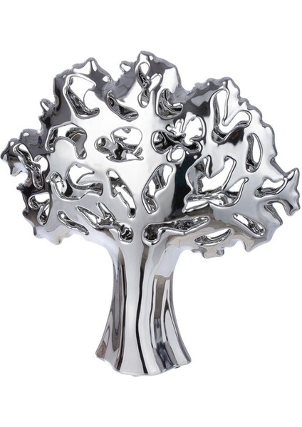 Gılde 2'lidekoratif Obje Ağaç Seramik Gümüş Renkli L.10 cm W.34 cm H.35 cm