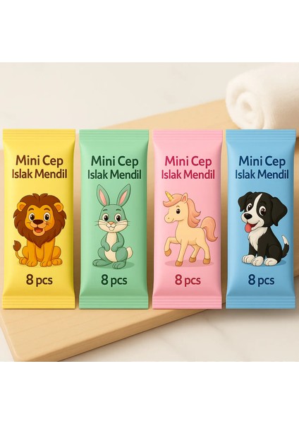 Mini Cep Islak Mendil 8'li Paket | Aloe Veralı | Alkol Içermez | Yumuşak Dokulu |taşınabilir | Yeşil
