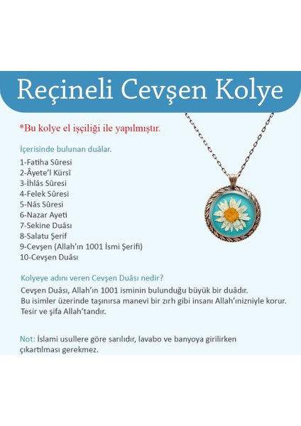 Çiçek Hazeran El Işi Otantik Reçine Kolye Cevşen (1775-1)