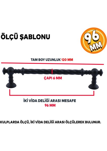 Mobilya Mutfak Dolabı Çekmece Dolap Kapak Kulpu Kulbu Mat Siyah (96 Mm-9.6 Cm) Metal Kulpları fiyatları