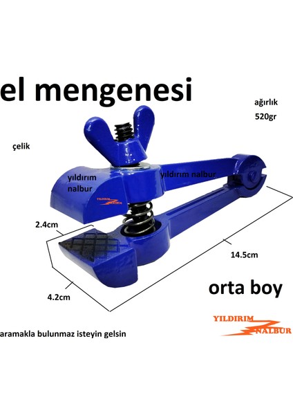 Orta Boy El Mengenesi Metal Işkence Çelik Hobi Işleri Kuyumcu Mengene Mavi