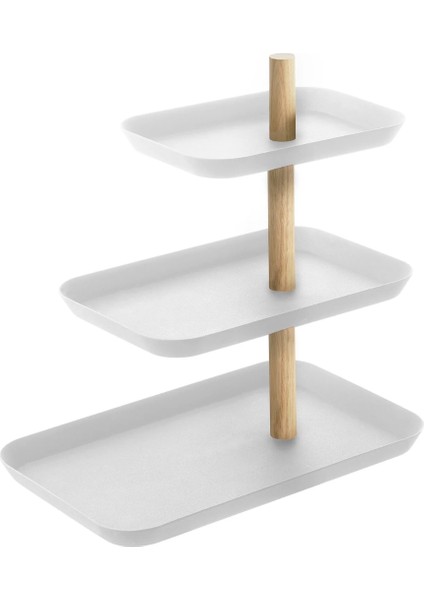 Rın Döndürülebilir Tepsili 3 Katlı Aksesuar Standı Beyaz Renk