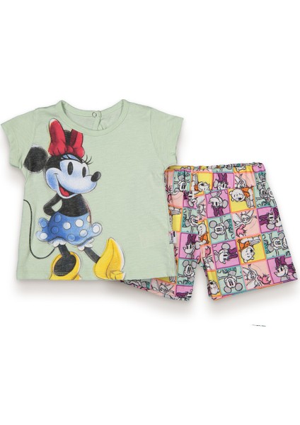 Minie Mouse Kız Bebek T-Şhirt. Şort Takım . Renkli Lacost Kumaş Şortlu Takım.