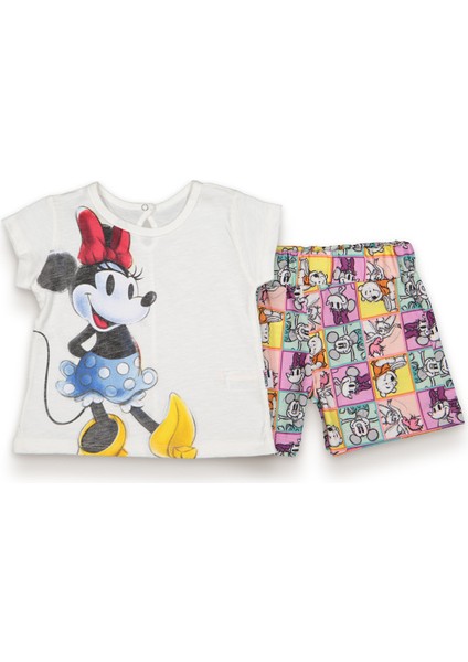 Minie Mouse Kız Bebek T-Şhirt. Şort Takım . Renkli Lacost Kumaş Şortlu Takım.