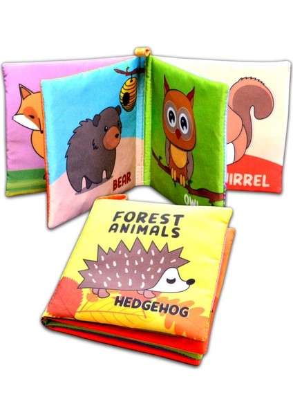 Ingilizce Orman Hayvanları Kumaş Sessiz Kitap E127 - Bez Kitap , Eğitici Oyuncak , Yumuşak ve Hışırtılı