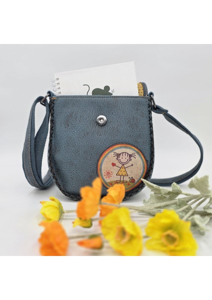 Cin Ayşe Figürlü Çapraz Örgülü Kol Çantası Etnik Bohem Style - Petrol modelleri