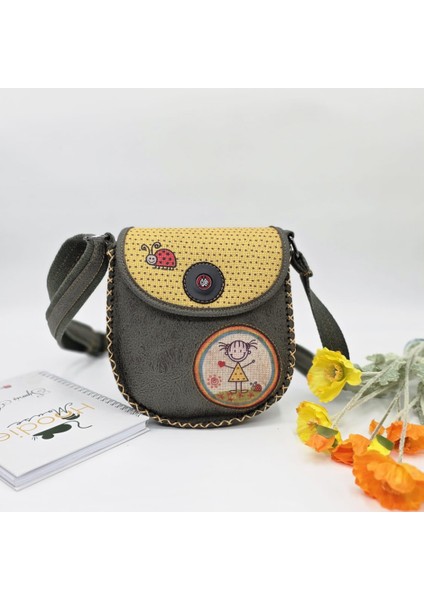 Cin Ayşe Figürlü Çapraz Örgülü Kol Çantası Etnik Bohem Style - Yesil