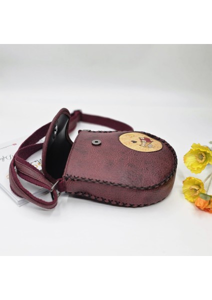 Baykuş Figürlü Çapraz Örgülü Kol Çantası Etnik Bohem Style - Bordo
