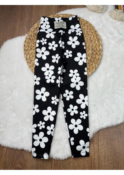 Mevsimlik Çiçek Baskılı Kız Çocuk Fitilli Tayt 4'lü Set modelleri