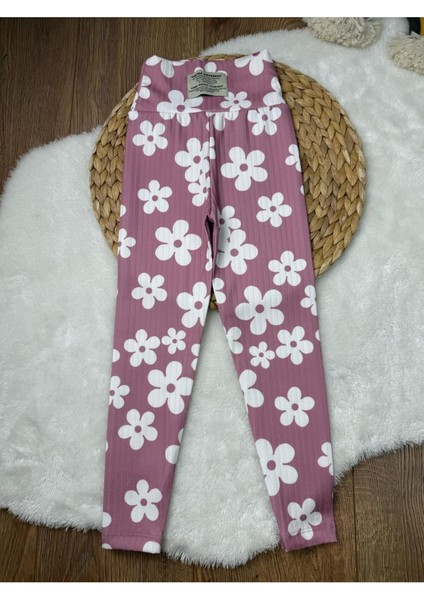 Mevsimlik Çiçek Baskılı Kız Çocuk Fitilli Tayt 4'lü Set indirimleri