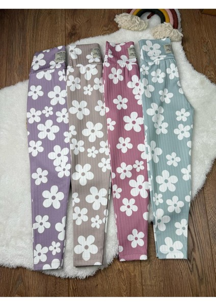 Kız Çocuk Fitilli Tayt 4'lü Set Yüksek Bel Konforlu Kullanım