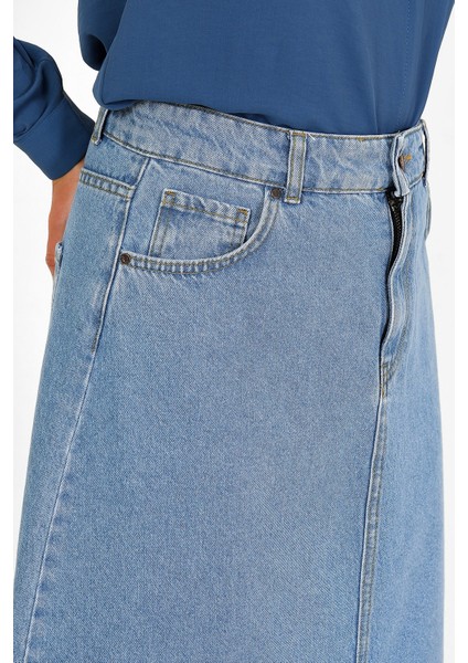 Yüksek Bel A Kesim Denim Etek
