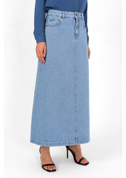 Yüksek Bel A Kesim Denim Etek