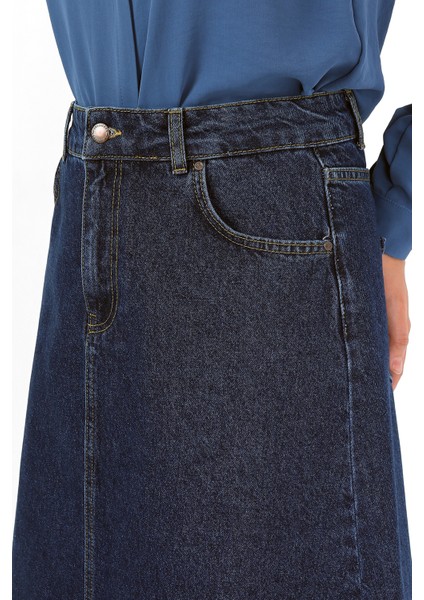 Yüksek Bel A Kesim Denim Etek